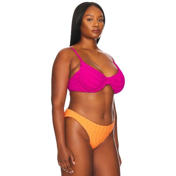 Good American Jacquard Demi Cup Bikini Top Hawaiian Pink Women's XLarge Beach - Picture 11 of 13